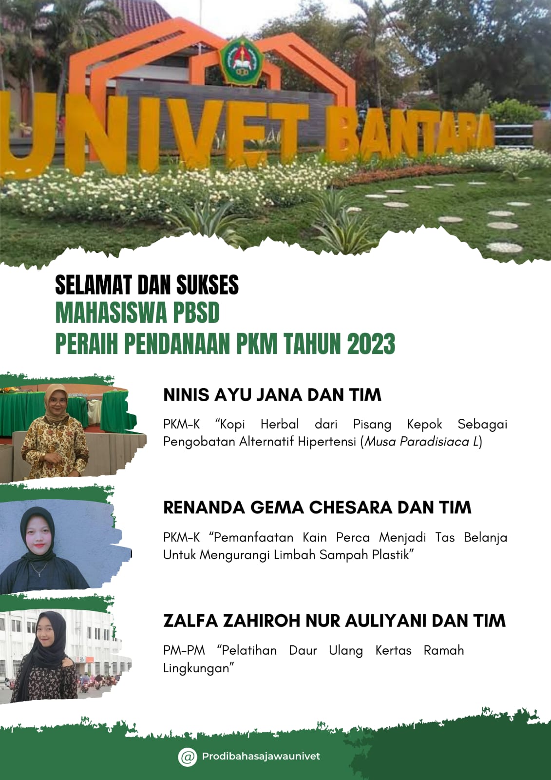 Mahasiswa PBSD Lolos Pendanaan Eksternal PKM DIKTI Tahun 2023 ...